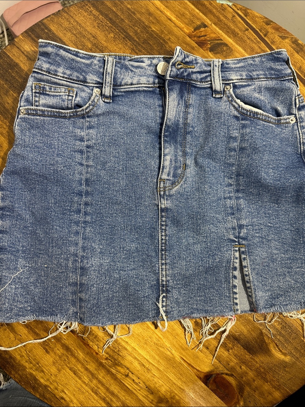 PacSun Blue Distressed Denim Mini Skirt with Raw Hem
